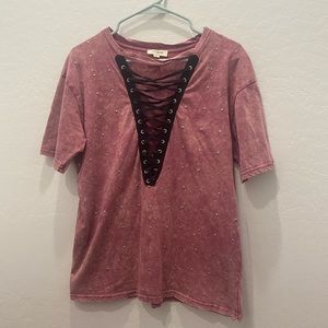 Umgee lace v-neck blouse